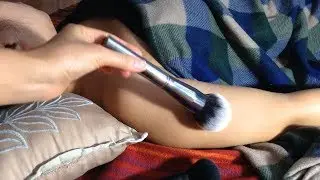 ASMR Skin Brushing, SOFT MOVEMENTS w. CALMING Background Sounds (water, leaves, snowfall) WHISPERS