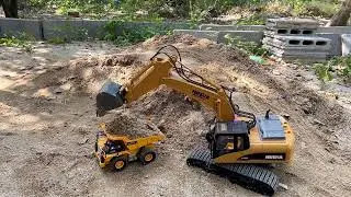 Mini Excavator Loading Sand into Dump Truck | Realistic Mini Construction Toys