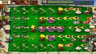 Threepeater vs zombie || 6 Gatling pea plants vs zombie 