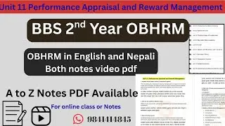 Unit 11 Performance Appraisal and Reward Management // English and Nepali both // BBS 2nd year #bbs