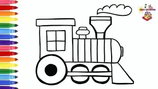 Dibujos de How draw Train with scenery painting for kids & toddlers Easy step by step train drawing