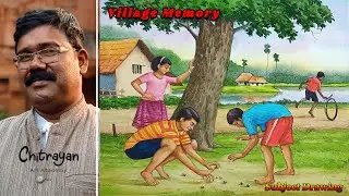Village Memory Drawing Watercolor | Village Scenery Drawing Step By Step | Village Memory Drawing