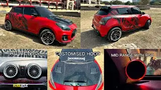 Only Swift modified with custom forged carbon fiber hood | RGB app mercedes ac vents in swift vxi🔥