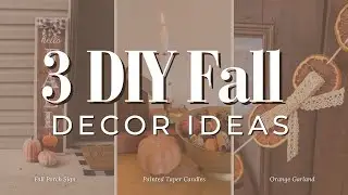 3 DIY Fall Decor Ideas 🍁 | Fall Porch Sign, Dried Orange & Bow Garland, Painted Pillar Candles