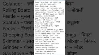 100 Utensils Name in English and Hindi | Kitchen Utensils Vocabulary List