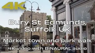 🇬🇧 Bury St Edmunds Suffolk UK⎮4K Ultra HD Binaural Audio | Barefoot Walk ⛅️ 👣