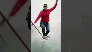 Walking on Rope Between Mountains #shorts
