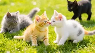 Cats kissing on the grass, beautiful kittens - Beautiful cat video