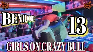 GIRLS ON CRAZY BULL 13 #cowgirl #bullriding #mechanicalbull #mechanicalbullriding #benidorm