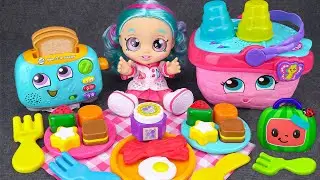 1 hour Satisfying with Unboxing Picnic Basket Playset 🥡 Tiny Food Collection 🍞🍰🧀 Review Toys ASMR