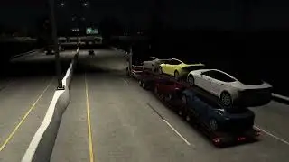 ATS Luxury Cars Delivery #ats #kenworth #w900 #texas #gaming #galveston #fortworth #night #raining