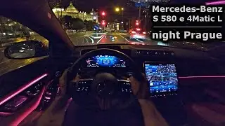 2022 Mercedes-Benz S 580e 4Matic L | night POV test drive in Prague centre