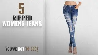 Top 10 Ripped Womens Jeans [2018]: Kirin LLC NASKY Ladies/Womens Ripped Skinny Distressed Jeans With