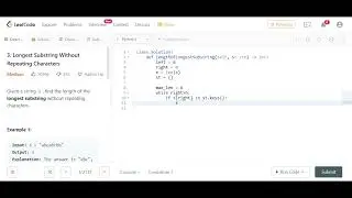 Longest Substring without repeating characters | Leetcode | Python | Striver SDE sheet | Solution
