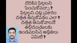 ADOPTION I CHILD ADOPTION I పిల్లలని చట్ట ప్రకారం దత్తత తీసుకోవడం ఎలా ?