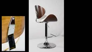 AC Pacific ACBS34 Walnut White Adjustable Height Bar Stool