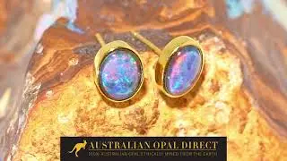 Gold Earrings, Green Earrings, Opal Stud Earrings - Australian Opal Direct | Worldwide Shipping