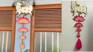 Quick Easy Paper Wall Hanging Idea | Pichwai Cow Art And Lotus Wall Hanging Diwali Decoration Idea