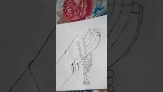 Muslim hand praying with beads drawing/how to draw