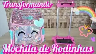 Como Colocar Carrinho em Mochila | como transformar mochila em mochila de rodinhas| Larissa Meneses
