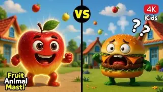 🍎 सेहत मस्ती Apple vs Burger Battle 😲 | Healthy Food vs Junk Food | Fruit Animal Masti 