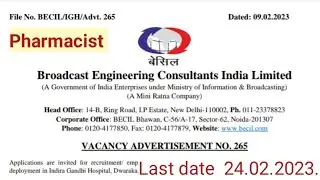 BECIL Pharmacist Recruitment 2023