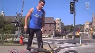 Practicing a new BMX trick