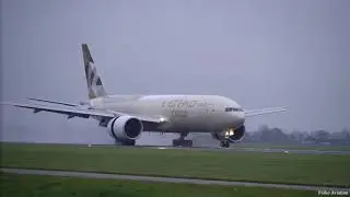 (4K) ETIHAD CARGO BOEING 777F SMOOTH Landing @ EHAM Polderbaan 18R