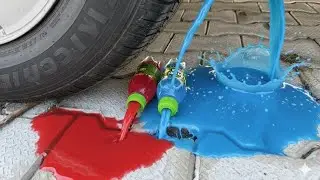 Car tire vs crunchy and soft  clay pots , #lahori  blue jeera , objects