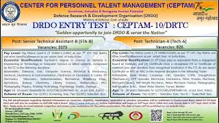 Defence Research & Development Organisation (DRDO)||Post: Senior Technical Assistant B (STA B)||