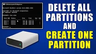 How to Delete All Partitions and Create One Disk | DiskPart CMD Tutorial