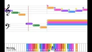 Learn Morning (G)&ndash; Super Easy Piano with Lyrics, Note Colors and Chords