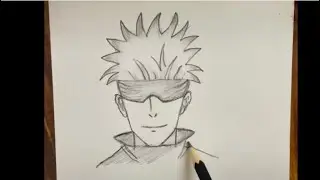 how to draw the anime character  Satoru Gojo. #video #drawing #anime #tutorial 