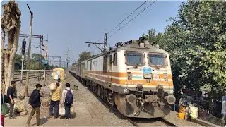 110 km/h Extreme ⚡ | WAP-5 & WAP-4 Express Skip Railway Station 🚆