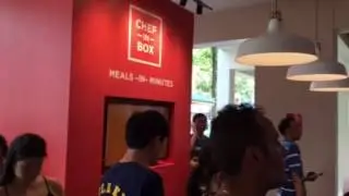 People queuing to use VendCafe