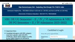 NBU- Distance Education UG, PG admission 2021-22 || Semester Fee Payment ,Northern bengal university