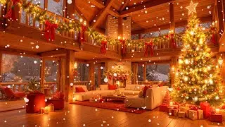 Cozy Christmas Cabin 🎄 Relaxing Piano Music With Crackling Fireplace for Sleep, Study