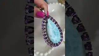 Telegram +79038171153 💎Кулон ларимар и аметисты цена 19800 ₽ размер поверхности 56&times;35 мм