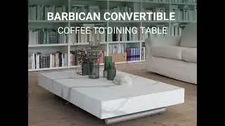 Barbican Convertible Coffee to Dining Table, 120 to 220 cm, Marble Effect Top | Pepper Sq.