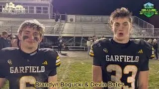 Garfield G-MEN Brandyn Bogucki, Devin Bates & Coach Mike Moser after their 48-31 D5 Playoff win