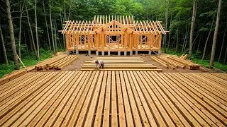 Alone in the Forest, Single Mother Built a Luxury Villa from 200 Logs – From Beginning to End