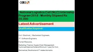 National Logistics Cell (NLC) Internship Program 2018