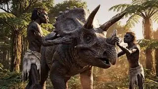 Primitive life and survival lifestyle of prehistoric people before the threat of dinosaurs
