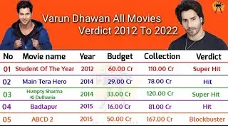 Varun Dhawan all movies verdict 2022 | varun dhawan hit and flop movies list with box office |