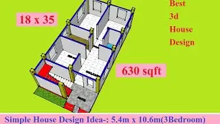 18 x 35 Feet New 3d House Design | 5.4 x 10.6 Meter Modern House Drawings With 3Bedroom