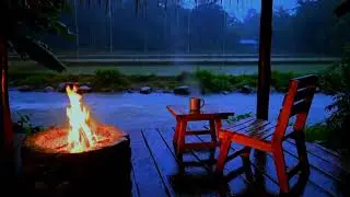 Cozy Fireplace 🔥 | Gentle Rain 🌧️ & Flowing River Sounds | Fall Asleep Fast (8 Hours)