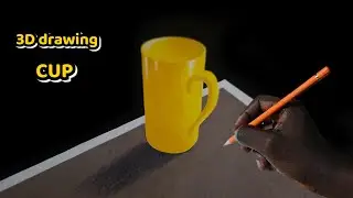 EARTH BRAIN 20: Easy way to make a 3D drawing of a yellow cup