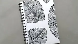 3D Monstera Leaves Mandala Art | How to Draw Palm Leaves Mandala Drawing