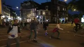 Large group roller blading Amsterdam May 2018