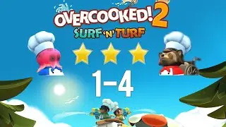 Overcooked! 2 | Surf 'n' Turf 3 Stars ★ | Level 1-4